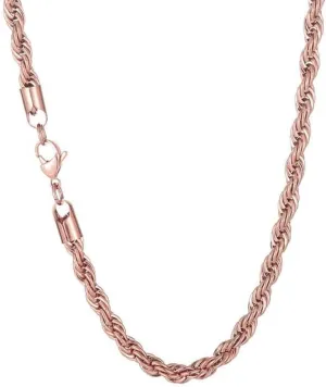 Stainless Steel Rope Chain Necklace for Men Women Twist Rope Chain Solid Jewelry 18-33 Inches Hip Hop Rock Chain