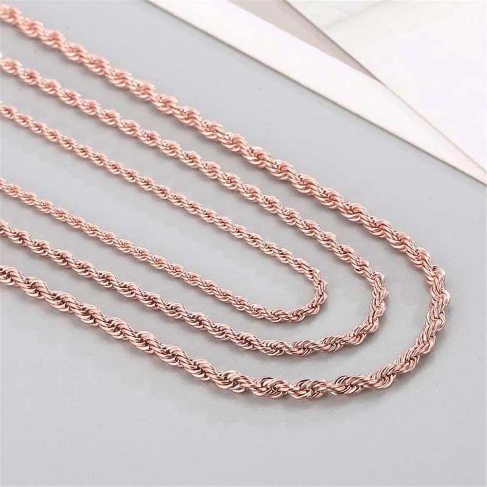 Stainless Steel Rope Chain Necklace for Men Women Twist Rope Chain Solid Jewelry 18-33 Inches Hip Hop Rock Chain