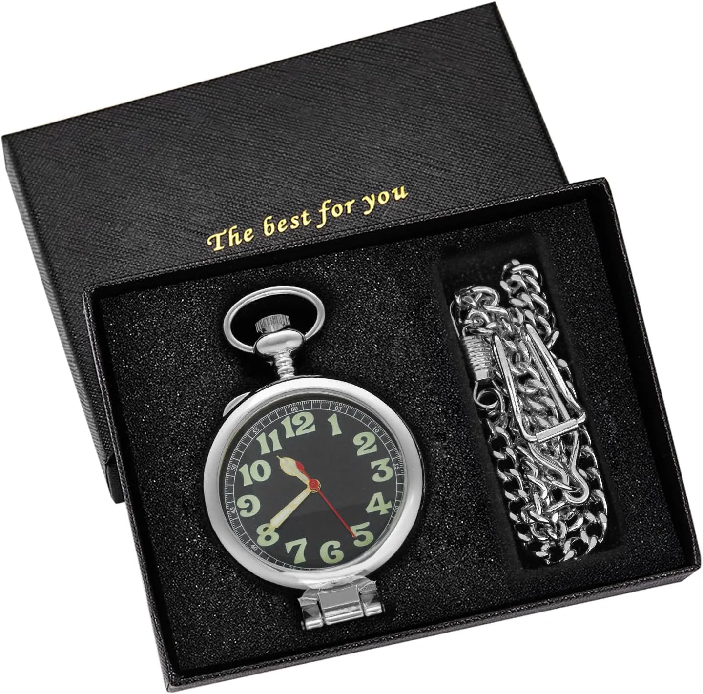 Stainless Steel Single Open Men's Mechanical Pocket Watch, Roman Digital Dial Mechanical Pocket Watch for Men