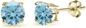 Sterling Silver 6mm Round-cut Prong-set Stud European Crystal Earrings for Women