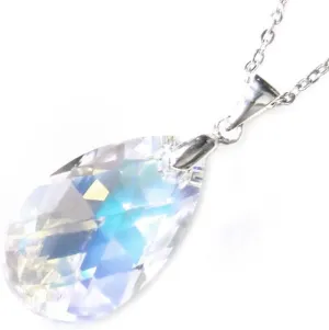 Sterling Silver Austrian Crystal Teardrop Crystal Pendant Necklace