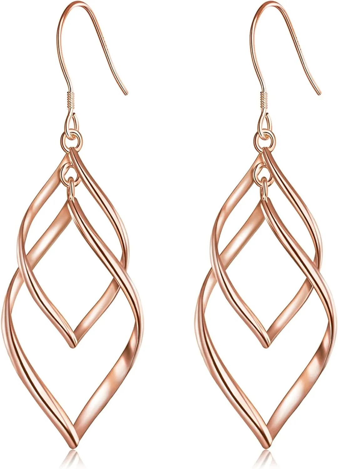 Sterling Silver Dangle Earrings for Women, 14k Gold Plated Double Linear Drop Statement Earrings Anniversary Birthday Gifts for Women
