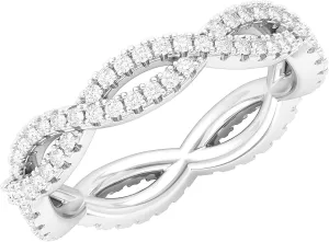 Sterling Silver Full Infinity Twist Simulated Diamond or Genuine Moissanite Eternity Ring Wedding Band Matching Ring