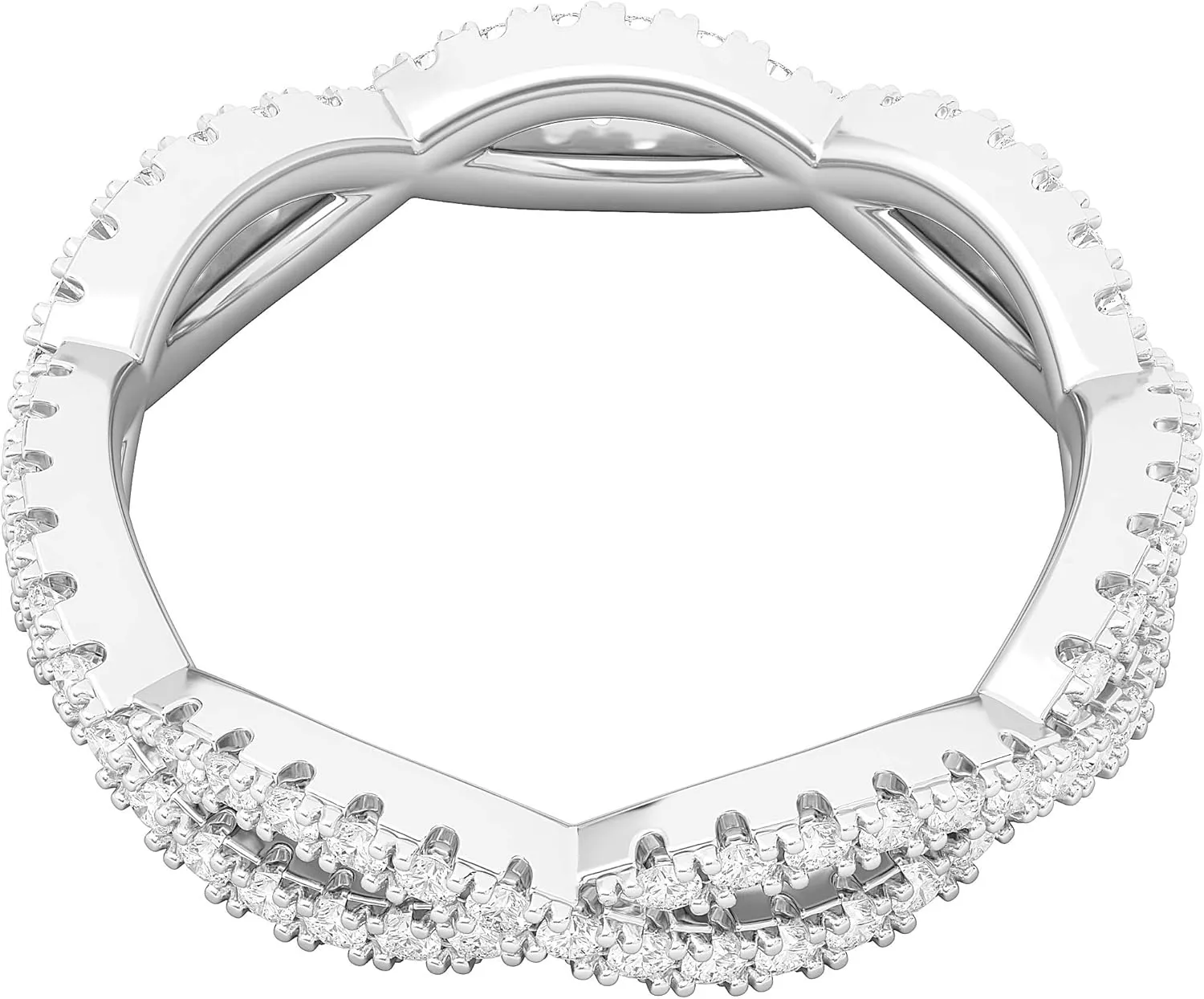 Sterling Silver Full Infinity Twist Simulated Diamond or Genuine Moissanite Eternity Ring Wedding Band Matching Ring