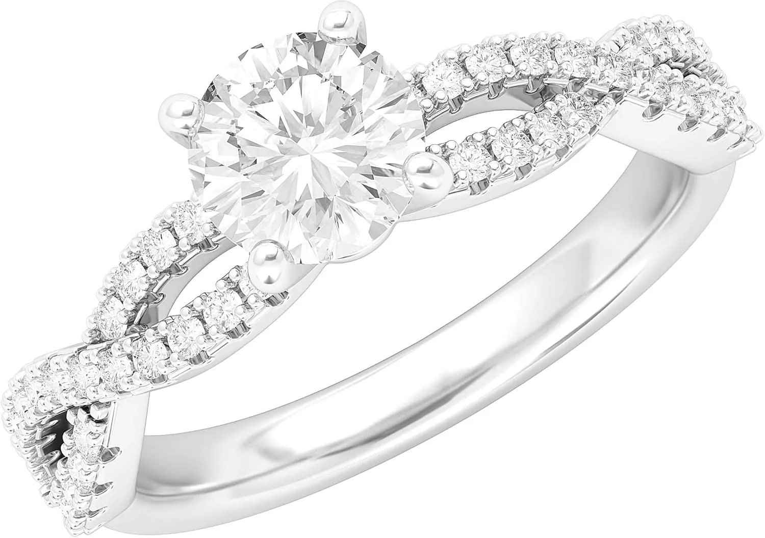 Sterling Silver Infinity Twist Vintage Simulated 1.0 CT Diamond or Genuine Moissanite Engagement Ring Promise Bridal Ring
