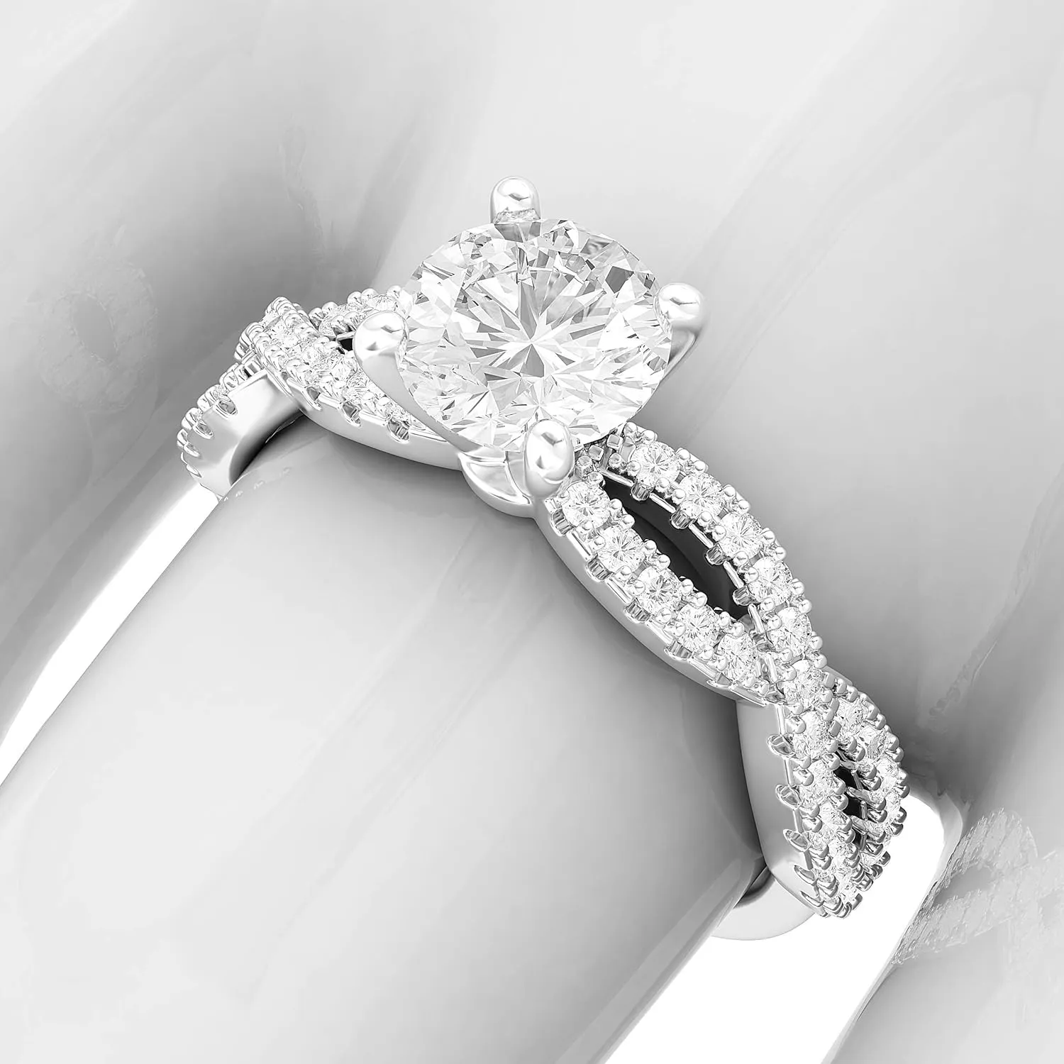 Sterling Silver Infinity Twist Vintage Simulated 1.0 CT Diamond or Genuine Moissanite Engagement Ring Promise Bridal Ring