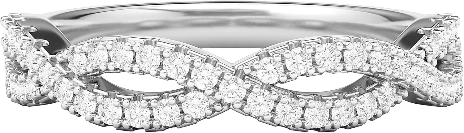 Sterling Silver Infinity Twist Wedding Ring Half-circle Simulated Diamond or Genuine Moissanite Matching Ring For Women