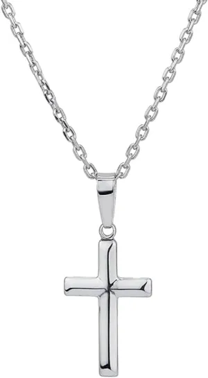 Sterling Silver Jewelry - Rhodium Plated with 925 Stamp - Cross Pendant Necklace - Elegant Handcrafted for Women - Chain 18" long   2" extender