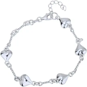 Sterling Silver Jewelry - Rhodium Plated with 925 Stamp - Sewn in Sequence Puffed Heart Bracelet - Elegant handcrafted - for Women - 6.5" long   1" extender