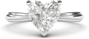 Sterling Silver Simulated Heart-shaped Diamond Engagement Ring Raised Shank Promise Bridal Ring