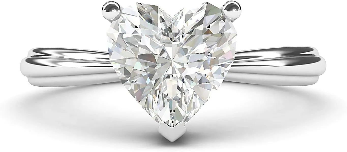 Sterling Silver Simulated Heart-shaped Diamond Engagement Ring Raised Shank Promise Bridal Ring