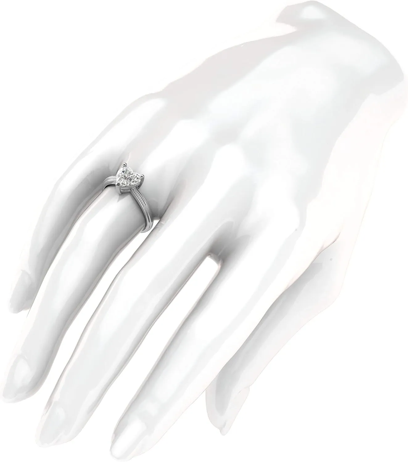 Sterling Silver Simulated Heart-shaped Diamond Engagement Ring Raised Shank Promise Bridal Ring