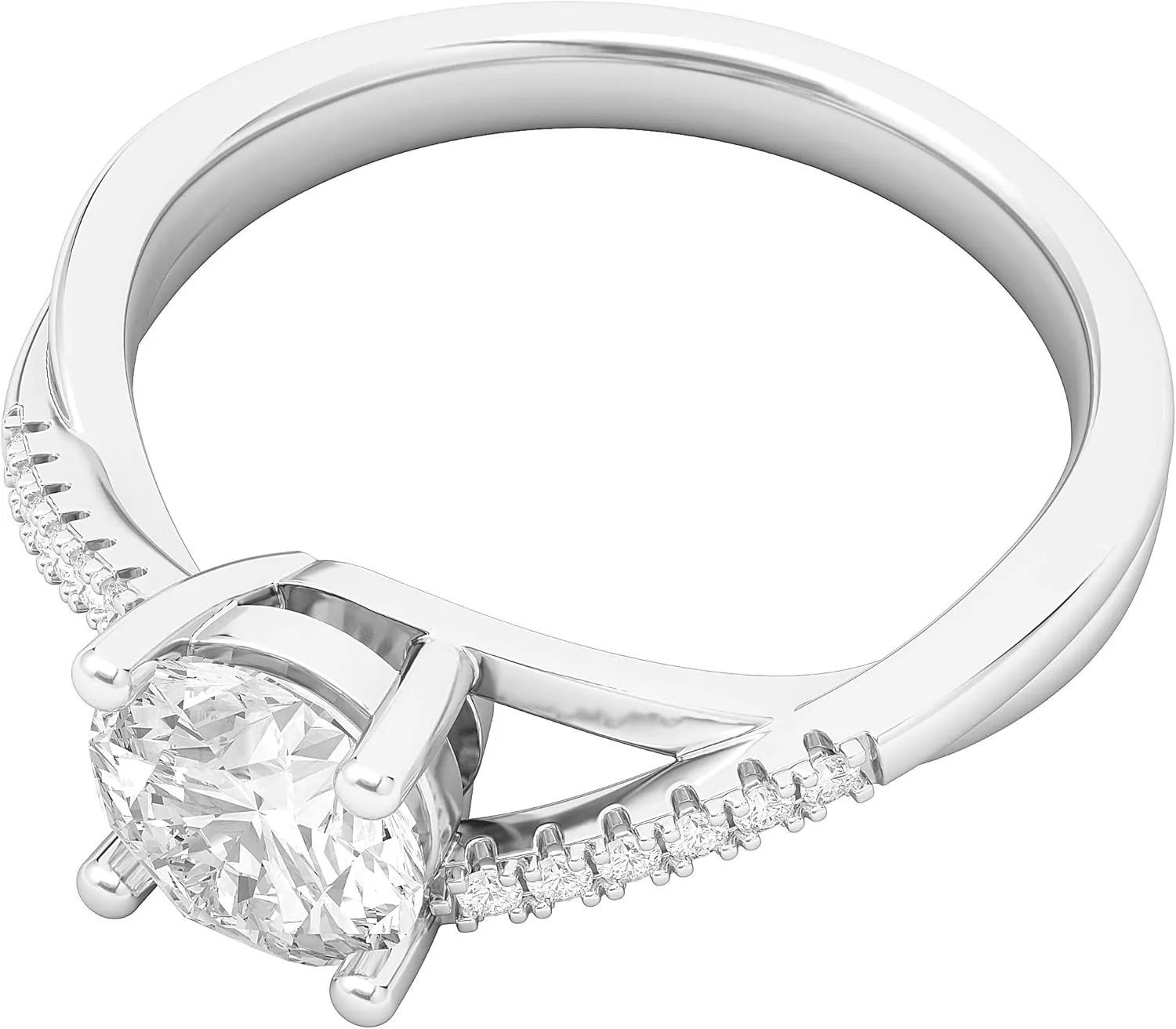 Sterling Silver Twisted Split Shank Simulated 1.0 CT Diamond or Genuine Moissanite Engagement Ring Promise Bridal Ring