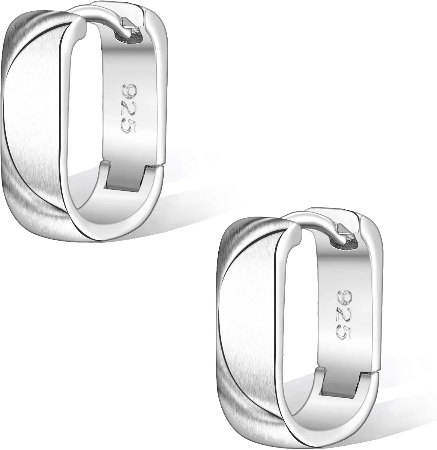 Sterling Silver/Gold Hoop Earrings for Women, Small Silver/Gold Square Hoop Earrings Hypoallergenic,Minimalist U Huggie Hoops Earring