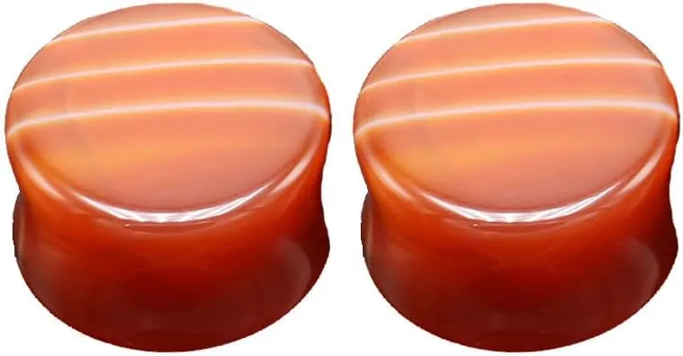 Stripe Red Agate Ear Flesh Tunnel Plugs Double Flared Plugs 6-16mm Ear Gauges Expander Tunnels Flesh Piercings Body Jewelry for Women