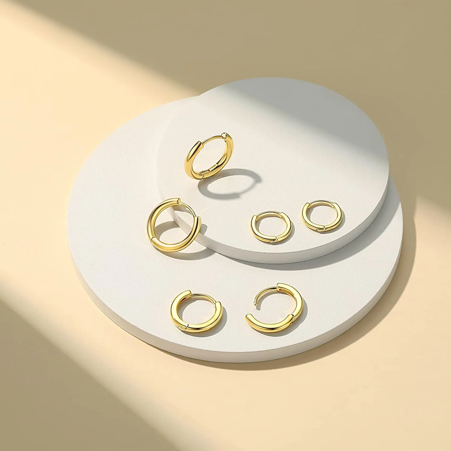 Stud and Hoop Earrings Set for Women 18K Gold Filled CZ Small Ball Studs Huggie Earrings Hypoallergenic Cartilage Earring Sets for Multiple Piercing