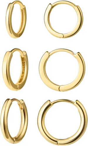 Stud and Hoop Earrings Set for Women 18K Gold Filled CZ Small Ball Studs Huggie Earrings Hypoallergenic Cartilage Earring Sets for Multiple Piercing