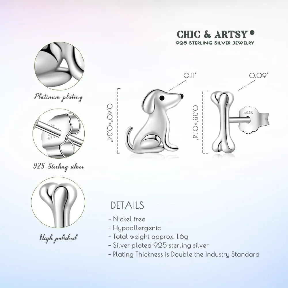 Stud Earrings 925 Sterling Silver Animal Earrings Cute Bird/Mouse/Raccoon/Panda/Dog/Bear/Boot/Grape/Cactus Earrings for Women