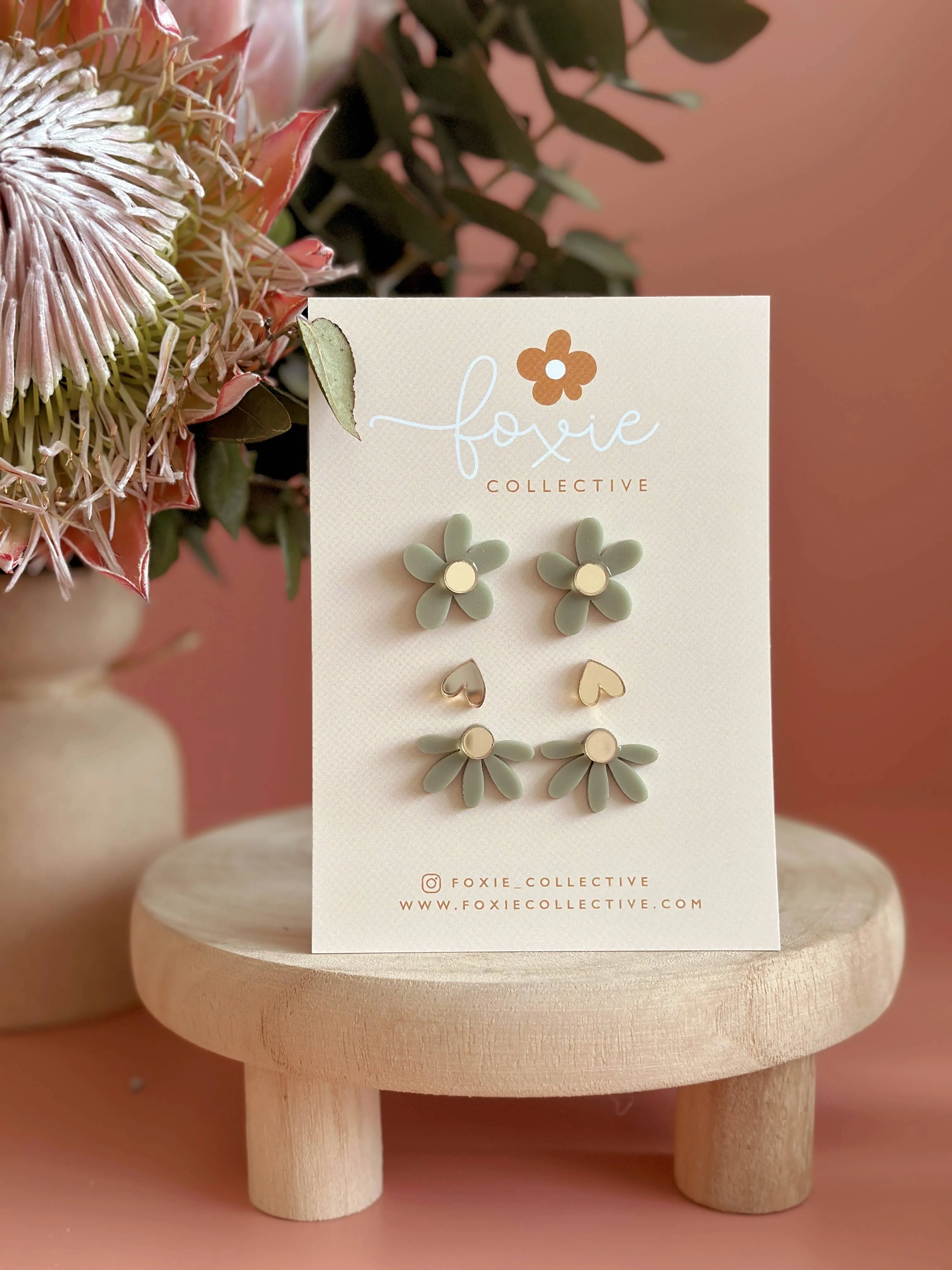 Stud Pack Trio | Sage   Gold |