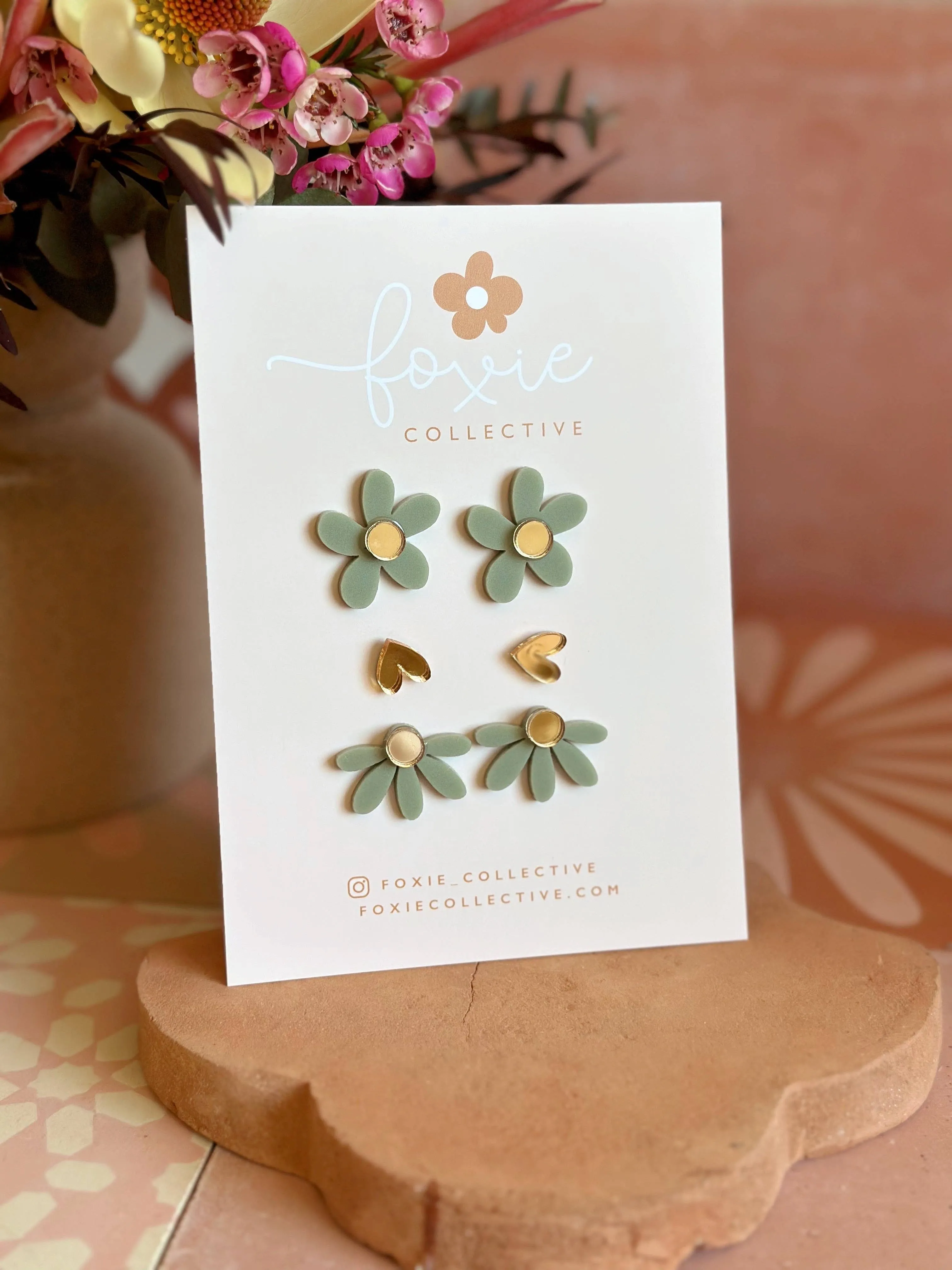 Stud Pack Trio | Sage   Gold |