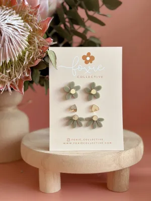 Stud Pack Trio | Sage   Gold |