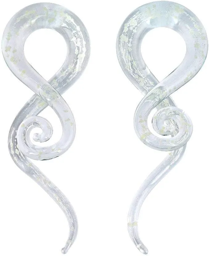 Stuppendux 2PcsArt Glass Tapers Colorful Ear Tunnels Plugs Gagues Stretchers for Women Men