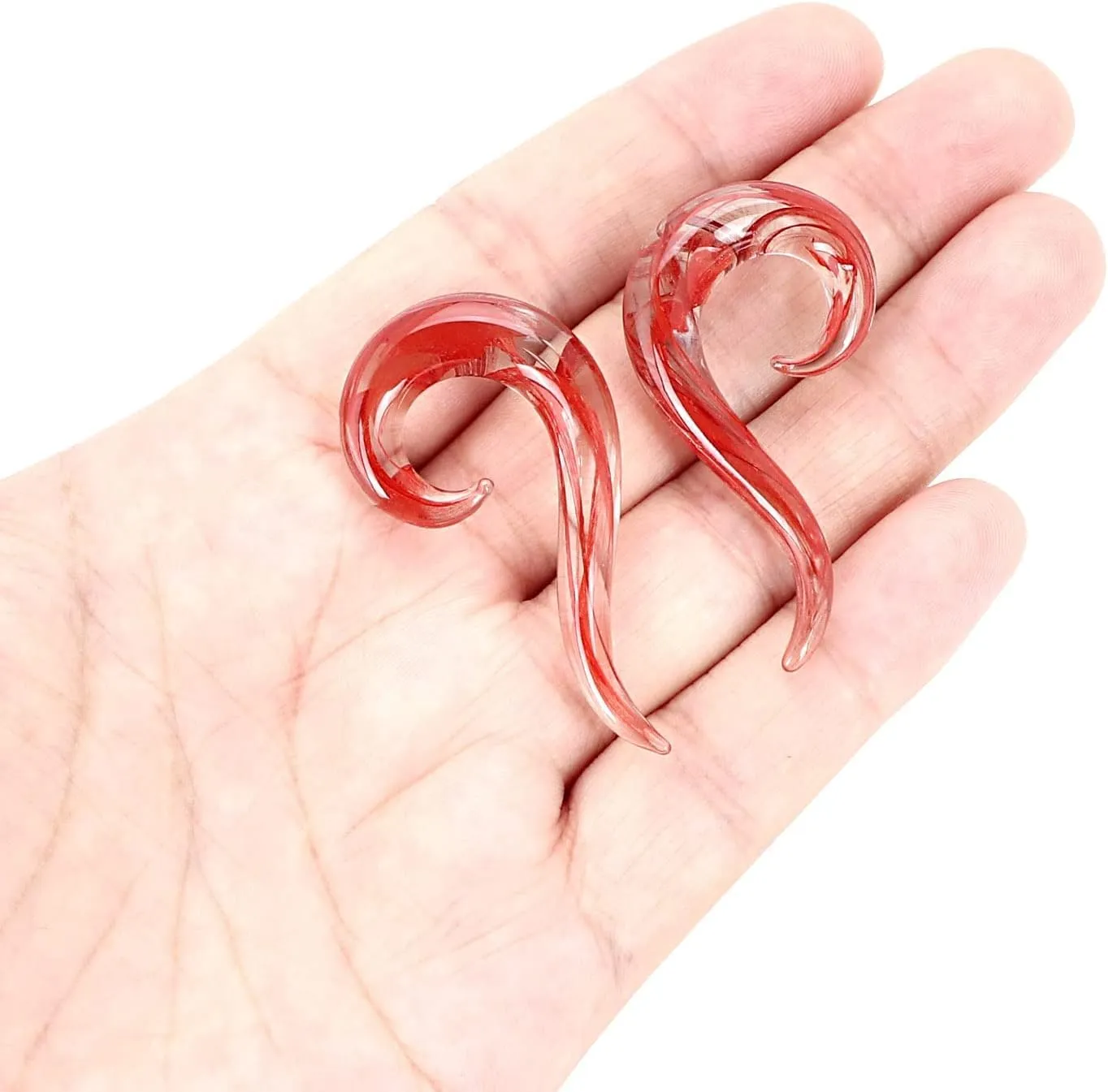 Stuppendux 2PcsArt Glass Tapers Colorful Ear Tunnels Plugs Gagues Stretchers for Women Men
