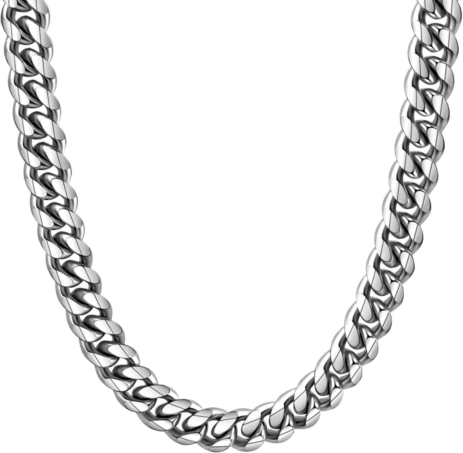 Sturdy Cuban Link Chain Stainless Steel Necklace for Men Women, 6/8/10/12MM Width, 18K Gold/Black Metal/316L Stainless Steel Curb Necklace Chains, Hip Hop Jewelry Mens Gift, 18-30inch Length