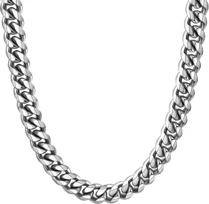 Sturdy Cuban Link Chain Stainless Steel Necklace for Men Women, 6/8/10/12MM Width, 18K Gold/Black Metal/316L Stainless Steel Curb Necklace Chains, Hip Hop Jewelry Mens Gift, 18-30inch Length