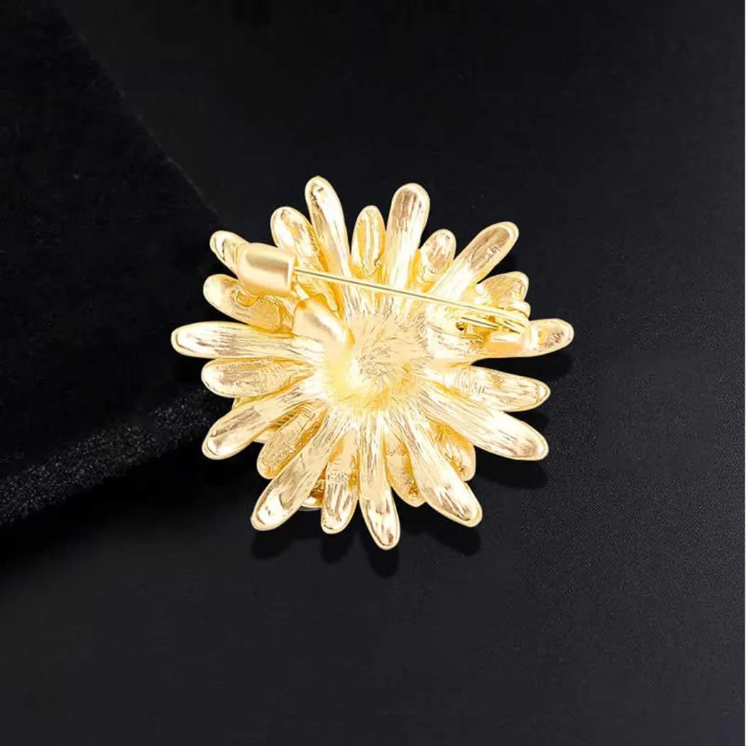 Sunflower Brooch Pin Rhinestone Crystal Flower Brooch Yellow Bee Daisy Brooch Premium Elegant Clothing Hat Bag Accessories for Women