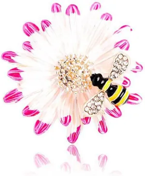 Sunflower Brooch Pin Rhinestone Crystal Flower Brooch Yellow Bee Daisy Brooch Premium Elegant Clothing Hat Bag Accessories for Women