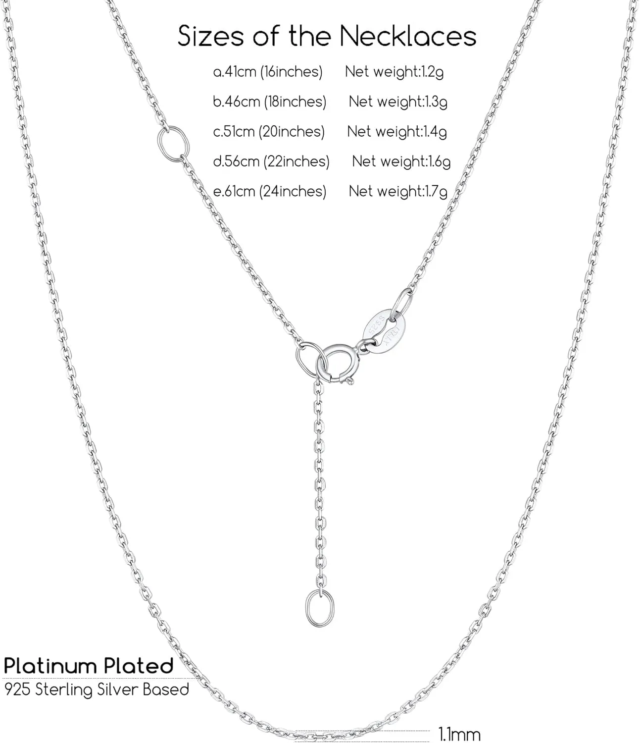 Suplight 925 Sterling Silver Necklace Chain for Women-1.1&1.5mm Chain Necklace 22k Gold Plated/Silver Necklaces for Women Thin & Sturdy-Adjustable Length-Italian Quality 16-24 Inch