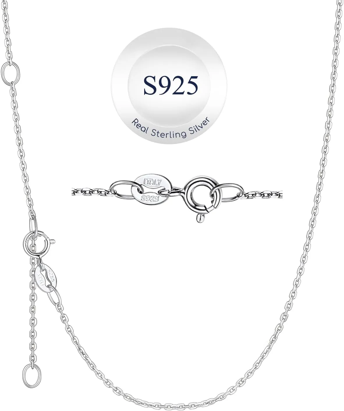 Suplight 925 Sterling Silver Necklace Chain for Women-1.1&1.5mm Chain Necklace 22k Gold Plated/Silver Necklaces for Women Thin & Sturdy-Adjustable Length-Italian Quality 16-24 Inch