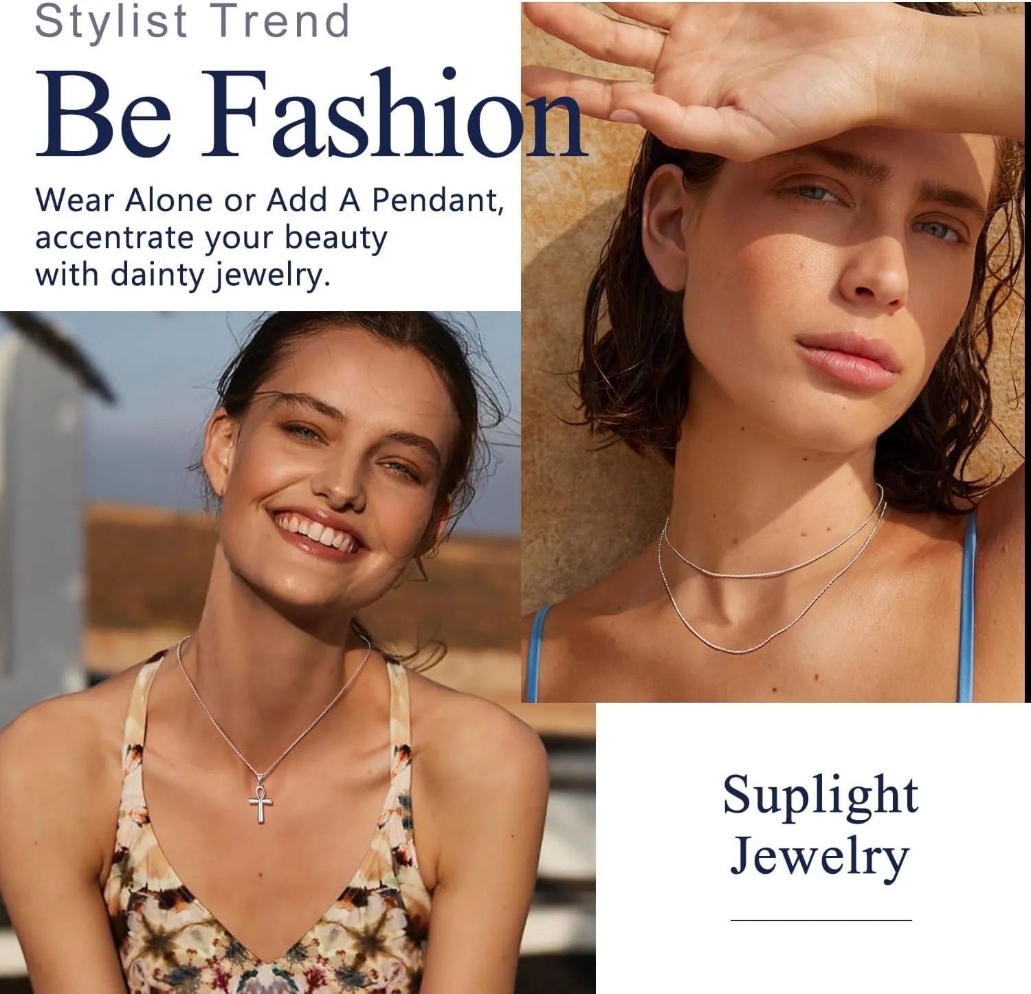 Suplight 925 Sterling Silver Necklace Chain for Women-1.1&1.5mm Chain Necklace 22k Gold Plated/Silver Necklaces for Women Thin & Sturdy-Adjustable Length-Italian Quality 16-24 Inch