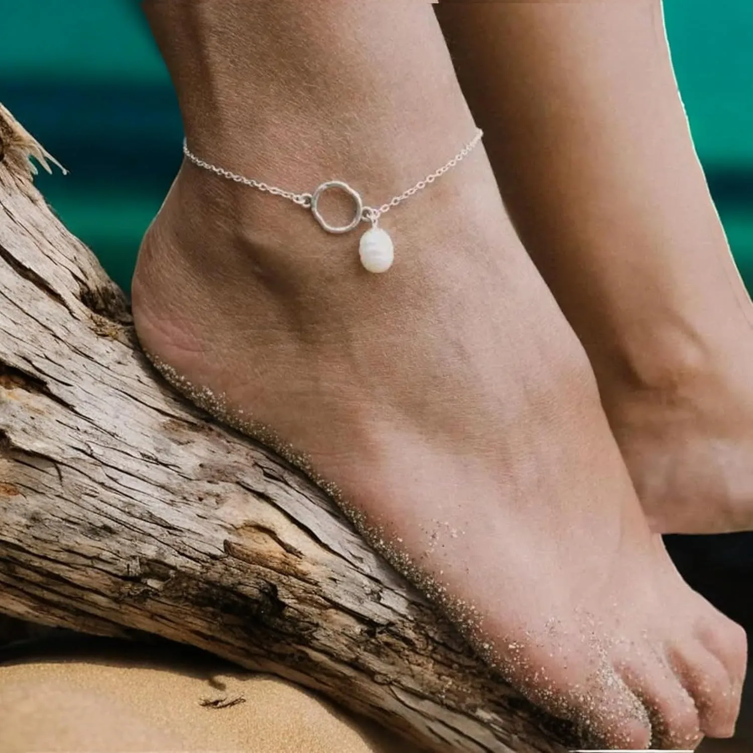 SVB 925 Sterling Silver Pearl Anklet for Women  Adjustable Dainty Jewelry with Freshwater Charm, Minimalist Everyday Accessory, Elegant Gift for Her