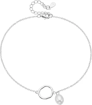 SVB 925 Sterling Silver Pearl Anklet for Women  Adjustable Dainty Jewelry with Freshwater Charm, Minimalist Everyday Accessory, Elegant Gift for Her