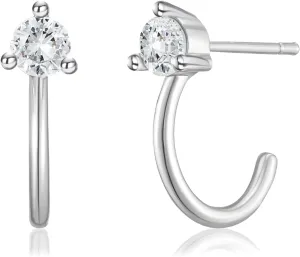 SWEETV 14K Gold Plated Hoop Earrings for Women, Tiny Small Gold Huggie Half Hoop Earrings, Sterling Silver Cartilage CZ Stud Earrings Jewelry for Women