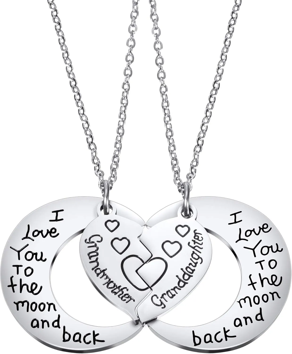 Tatuo 2 Pack Necklace Pendant for Grandmother Granddaughter Necklace I Love You to the Moon Jewelry for Women