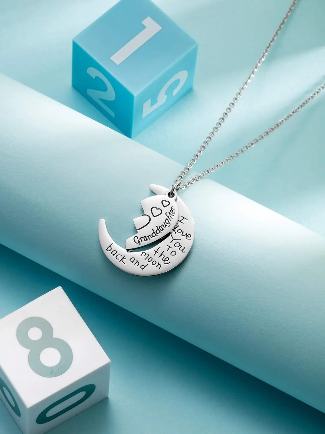 Tatuo 2 Pack Necklace Pendant for Grandmother Granddaughter Necklace I Love You to the Moon Jewelry for Women