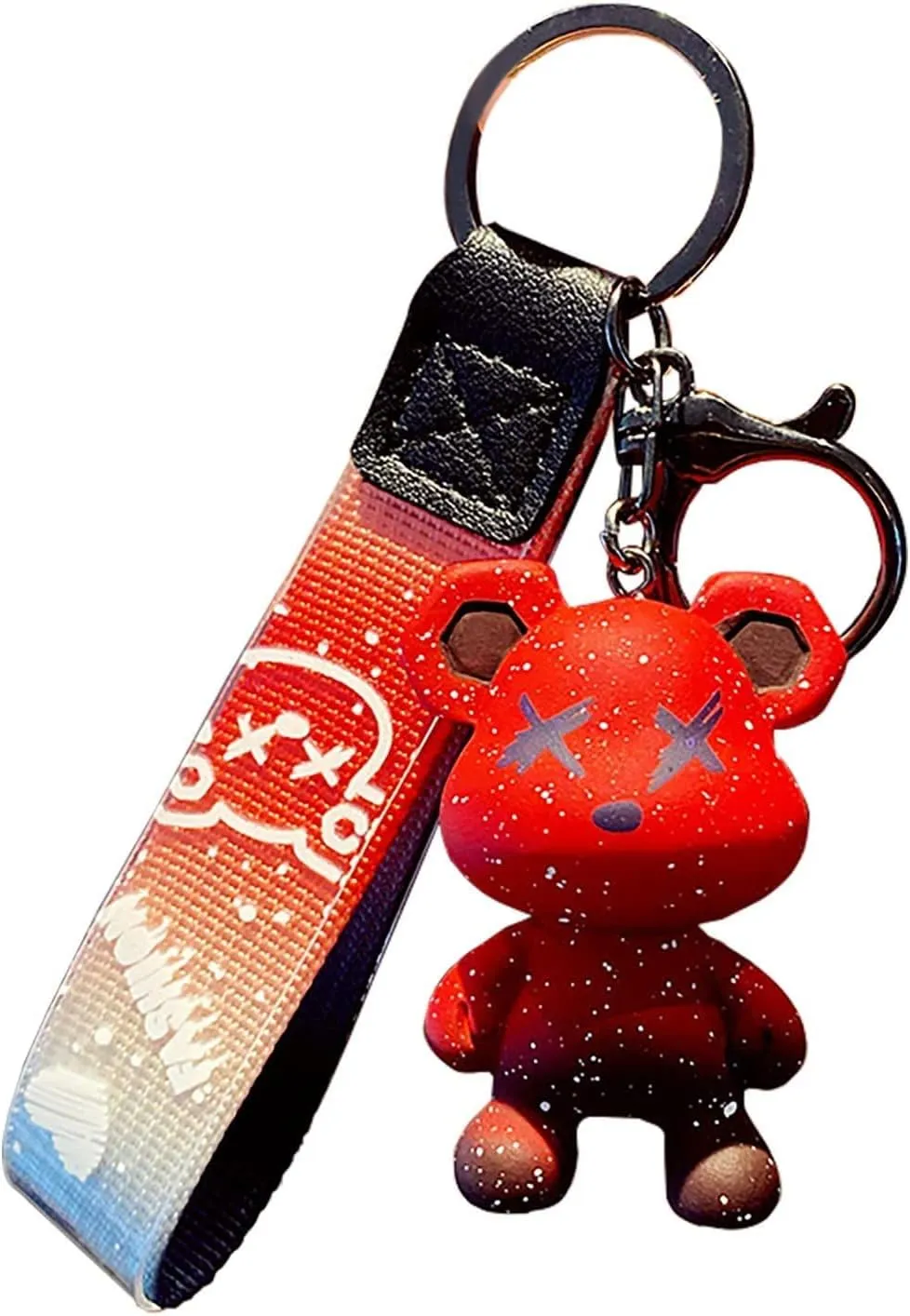 tenghong2021 Colorful Bear Keychain Men Women Creative Braided Rope Resin Animal Pendant Key Ring Accessories