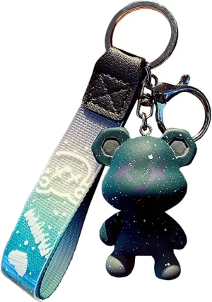 tenghong2021 Colorful Bear Keychain Men Women Creative Braided Rope Resin Animal Pendant Key Ring Accessories
