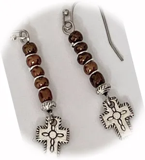 The New Copper and Silver Tone Cross Dangle Earrings Faith Love Religion Believe Ideal for Creating Unique Accessories and Decorations KATE1O00765