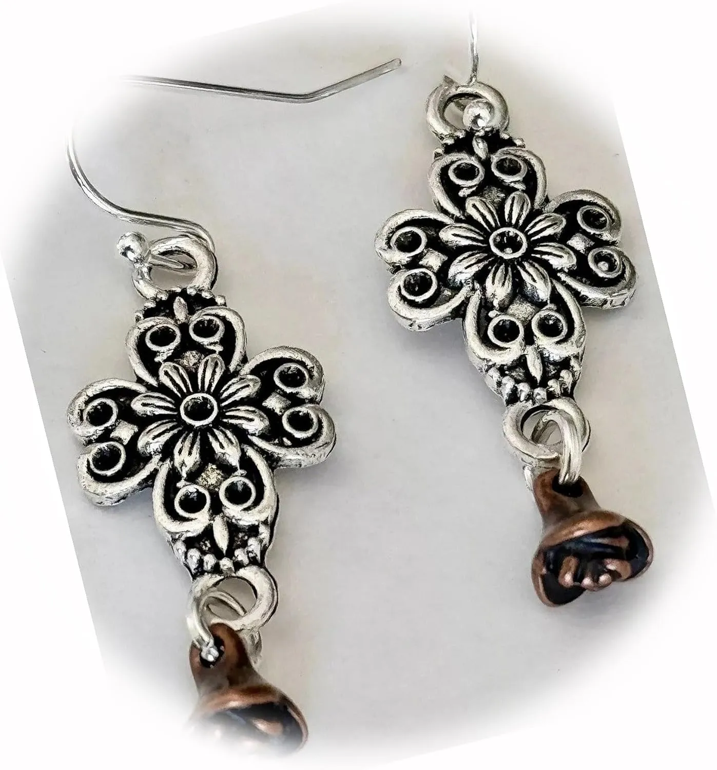 The New Copper and Silver Tone Cross Dangle Earrings Faith Love Religion Believe Ideal for Creating Unique Accessories and Decorations KATE1O03269