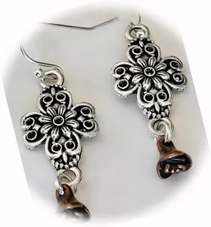 The New Copper and Silver Tone Cross Dangle Earrings Faith Love Religion Believe Ideal for Creating Unique Accessories and Decorations KATE1O03269