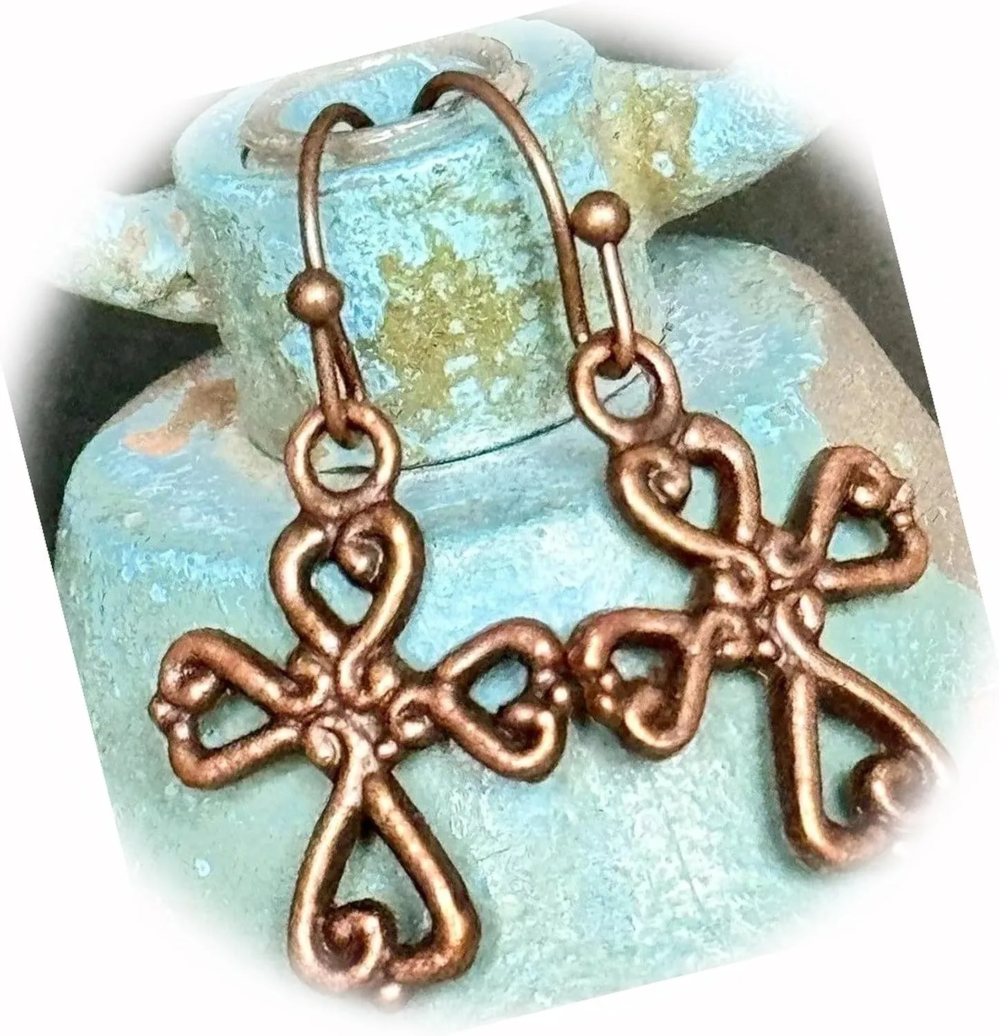 The New Copper Tone Cross Dangle Earrings Faith Love Ideal for Creating Unique Accessories and Decorations KATE1O00202