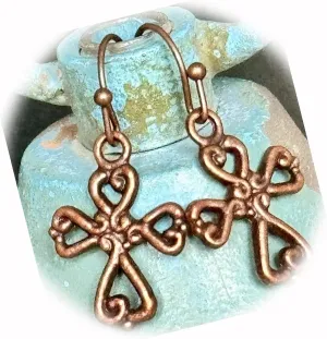The New Copper Tone Cross Dangle Earrings Faith Love Ideal for Creating Unique Accessories and Decorations KATE1O00202