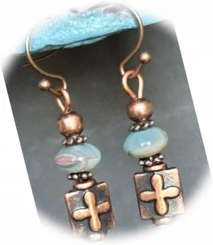 The New Copper Tone Cross Dangle Earrings Faith Love Ideal for Creating Unique Accessories and Decorations KATE1O02379