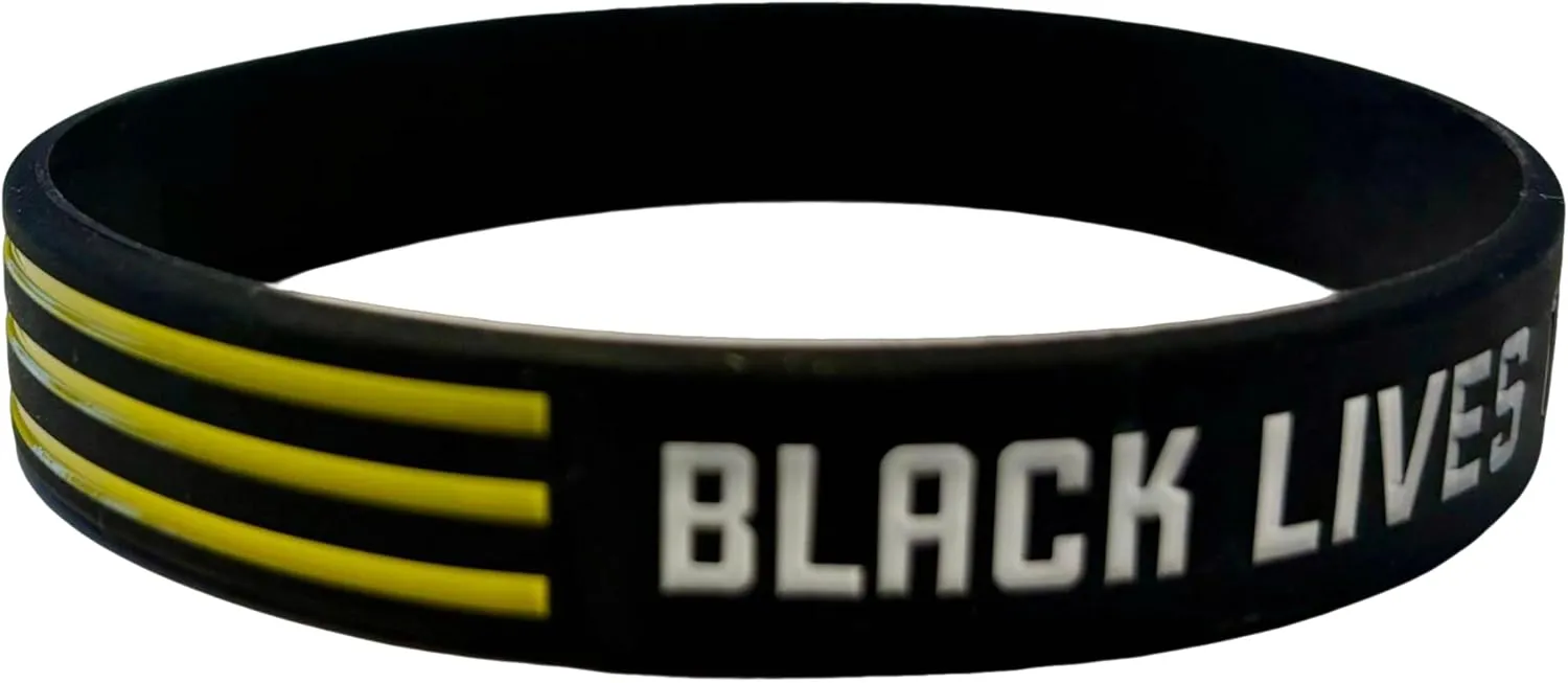 TheAwristocrat 3 Pack of BLACK LIVES MATTER Rubber Wristband Silicone Bracelet to Support Racial Justice