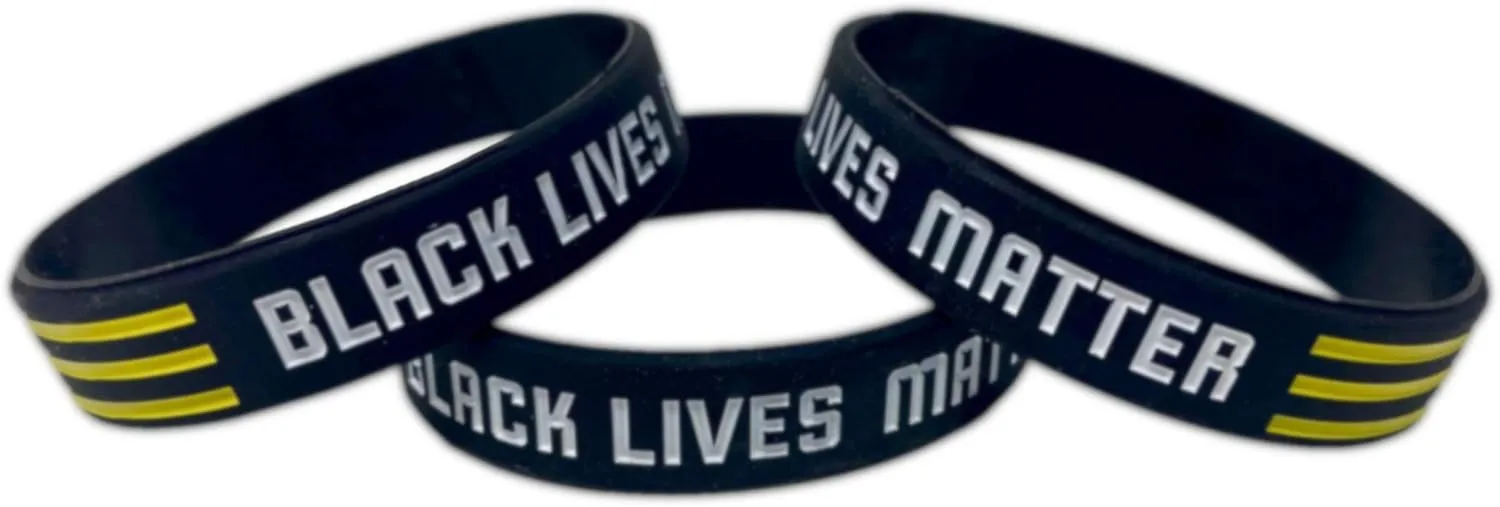 TheAwristocrat 3 Pack of BLACK LIVES MATTER Rubber Wristband Silicone Bracelet to Support Racial Justice