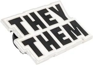 They Them Nonbinary Pronoun Pin Black White Hard Enamel Pronoun Button Badge